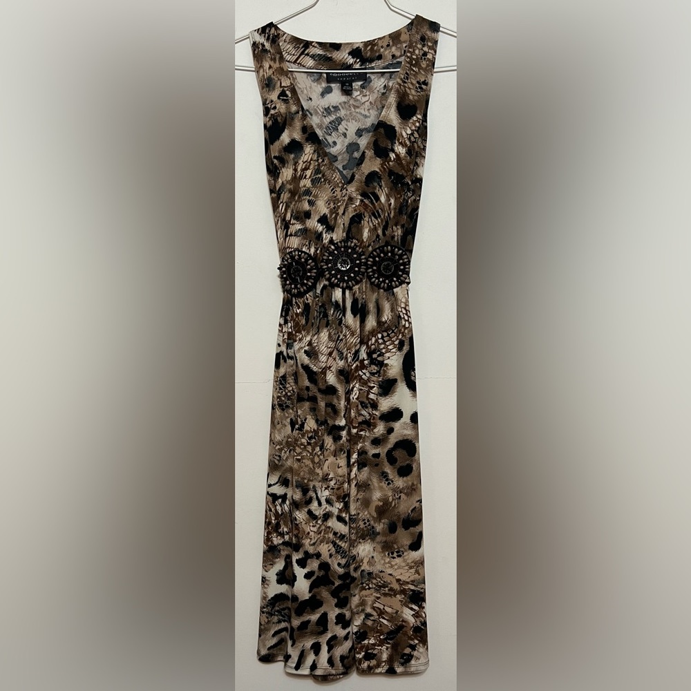 Connected Apparel Sleeveless Leopard Print Dress. Size 10